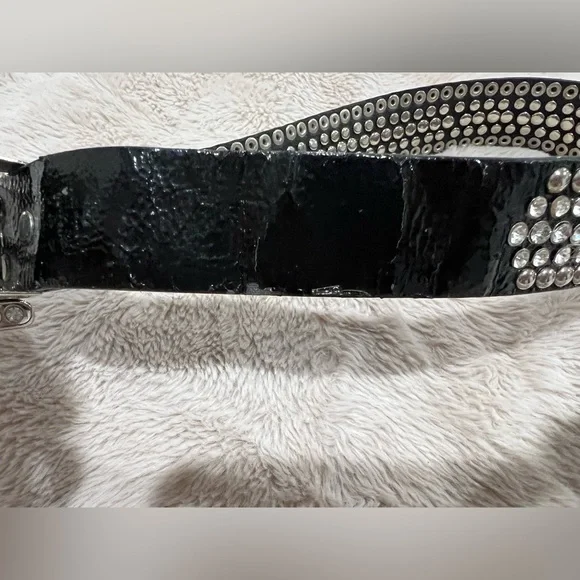 - Studded Black Belt with Silver Buckle - Picture 5 of 7